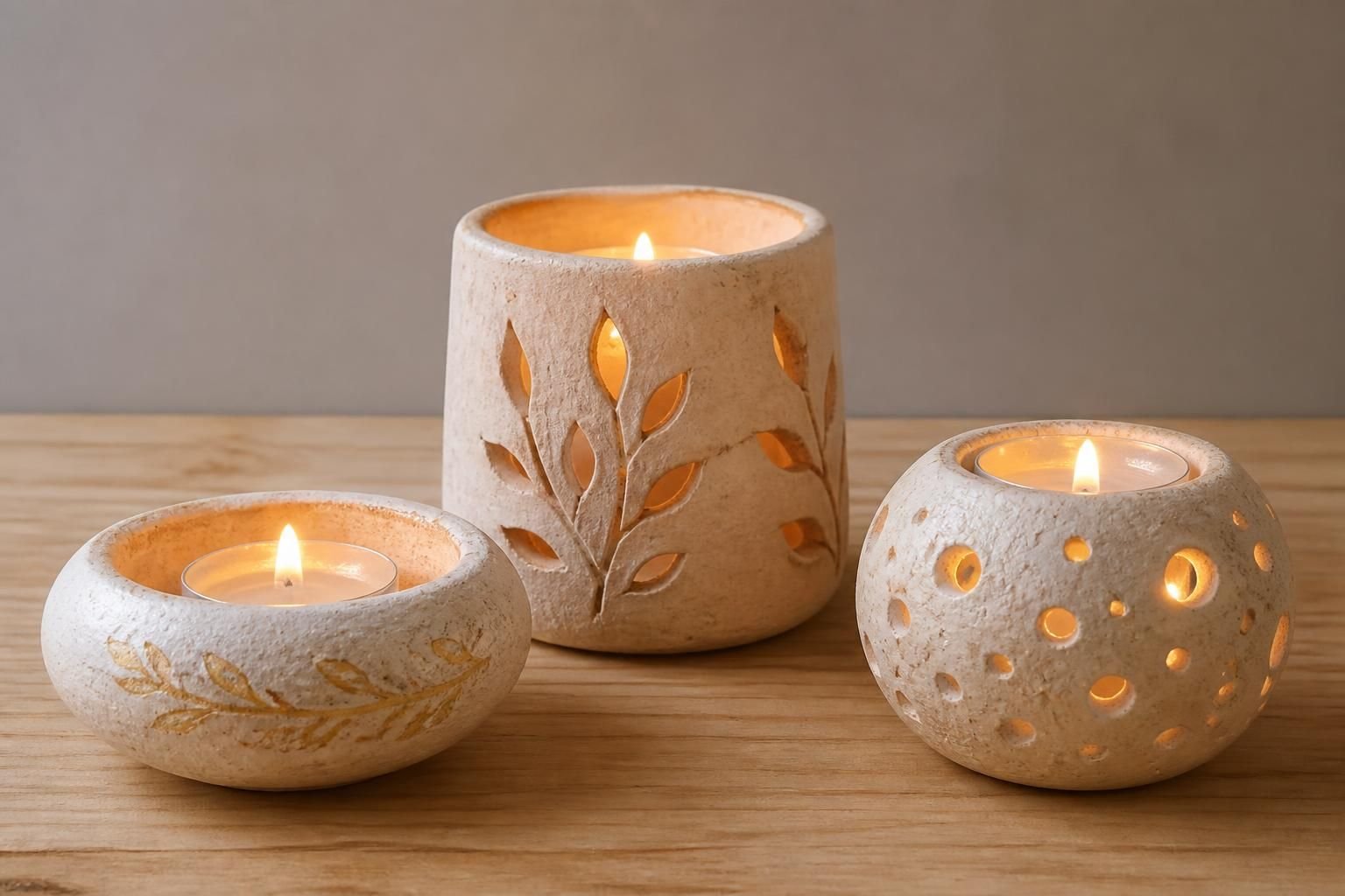 découvrez trois tutos lumineux pour créer vos bougeoirs et photophores en pâte à sel, faciles et originaux pour décorer votre intérieur.