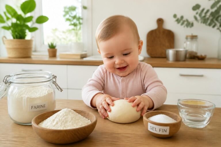 découvrez une recette sécurisée de pâte à sel pour bébé et découvrez à quel âge il est recommandé de commencer cette activité ludique et créative.